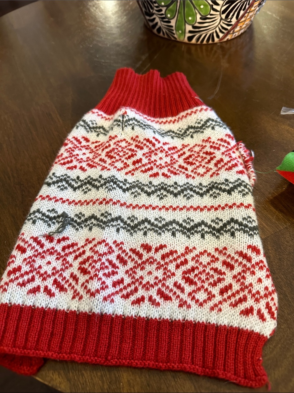 Red & White Fair Isle Knit Dog Sweater
